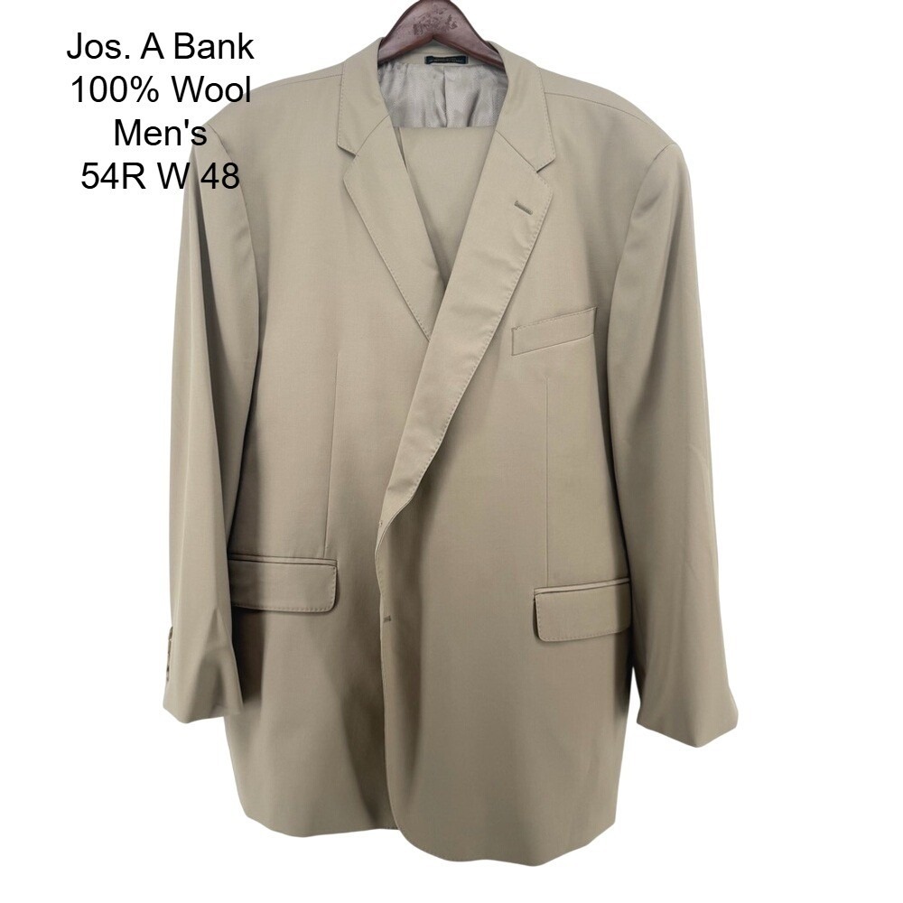 Jos. A Bank Reserve Men's 54R W48 Tan 100% Wool Reda Super 110s Suit Made in USA